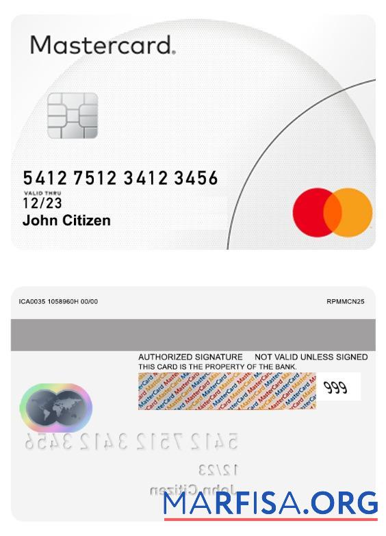 Printable Mastercard sample psd classic design example